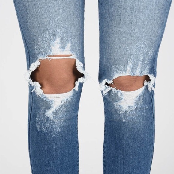 Distressed Ripped Knee Skinny Stretch Jeans - Picture 2 of 2